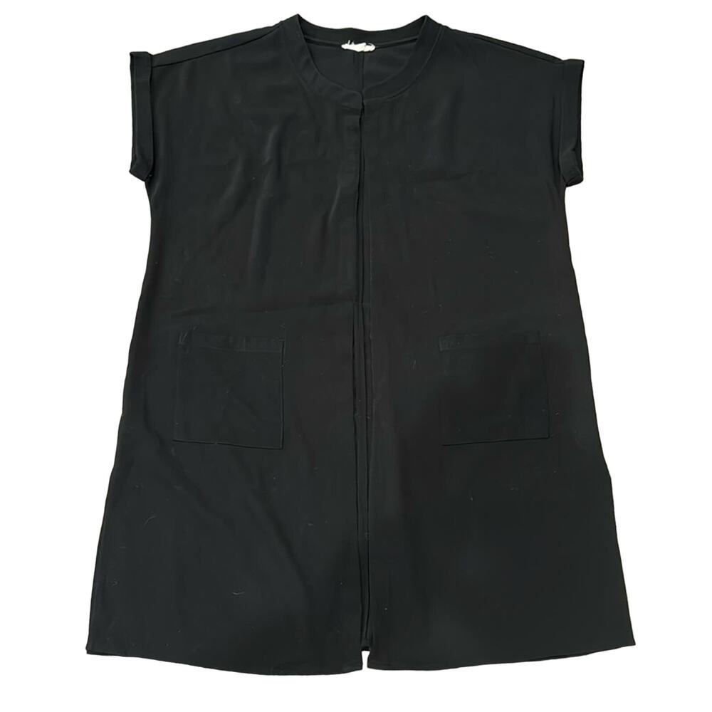 Pleione Women's Open Front Short Sleeve Cardigan Black Size L